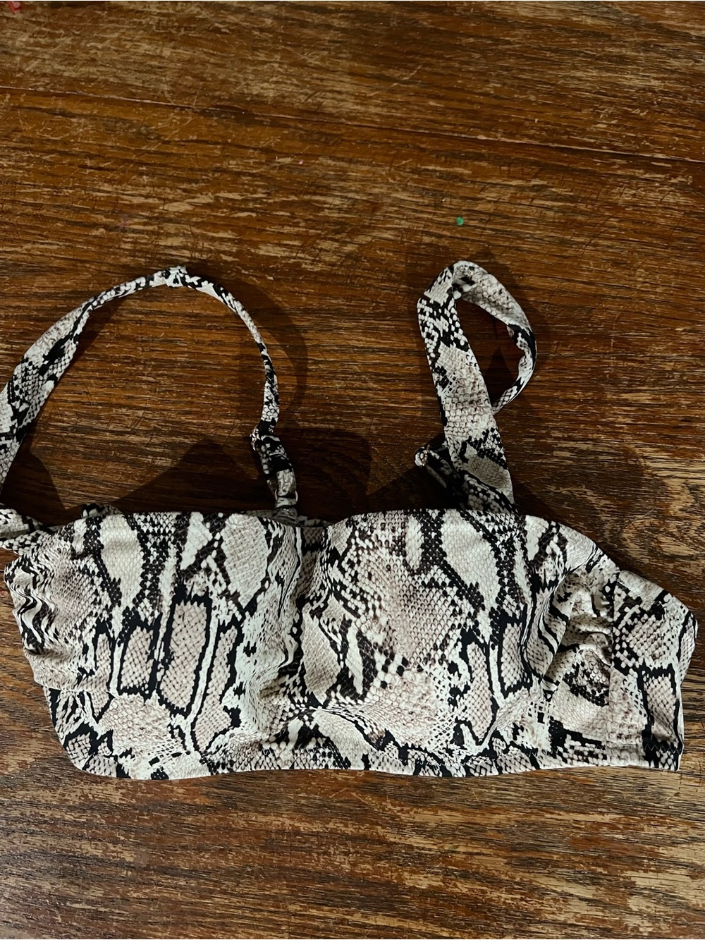 Shade & Shore Black and White Snake-Print Bikini /Bralette Top